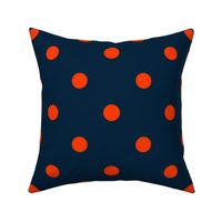 Navy and Neon Orange Jumbo Dots