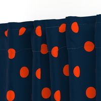 Navy and Neon Orange Jumbo Dots