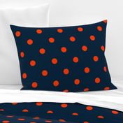 Navy and Neon Orange Jumbo Dots