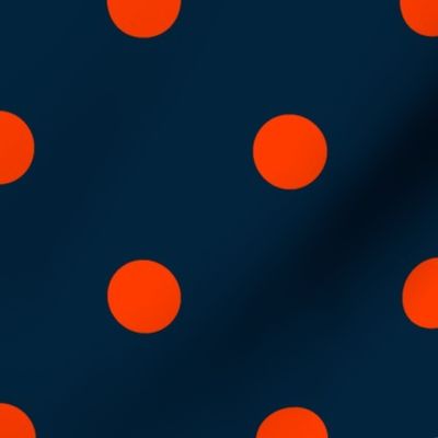 Navy and Neon Orange Jumbo Dots