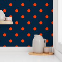 Navy and Neon Orange Jumbo Dots