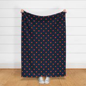 Navy and Neon Orange Jumbo Dots