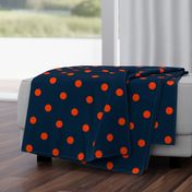 Navy and Neon Orange Jumbo Dots