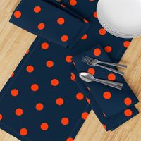 Navy and Neon Orange Jumbo Dots