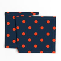 Navy and Neon Orange Jumbo Dots