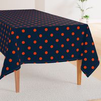 Navy and Neon Orange Jumbo Dots