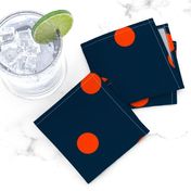 Navy and Neon Orange Jumbo Dots