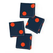 Navy and Neon Orange Jumbo Dots