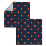 Navy and Neon Orange Jumbo Dots