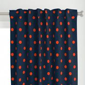 Navy and Neon Orange Jumbo Dots