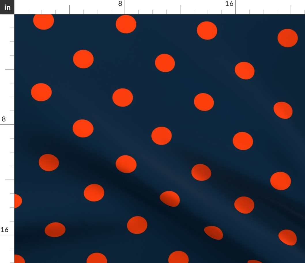 Navy and Neon Orange Jumbo Dots