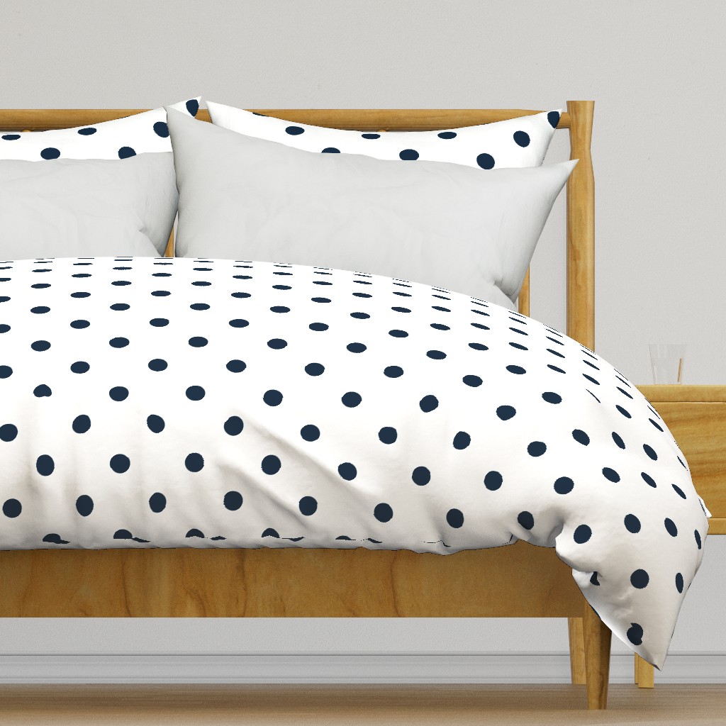 White and Navy Jumbo Dots