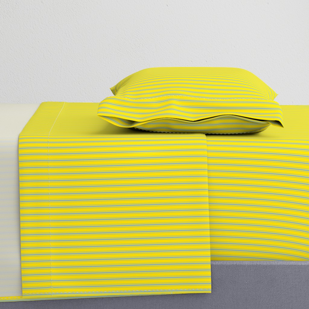 Blue Narrow Mattress Ticking on Yellow Custom Order