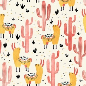 Yellow Llamas Red Cacti