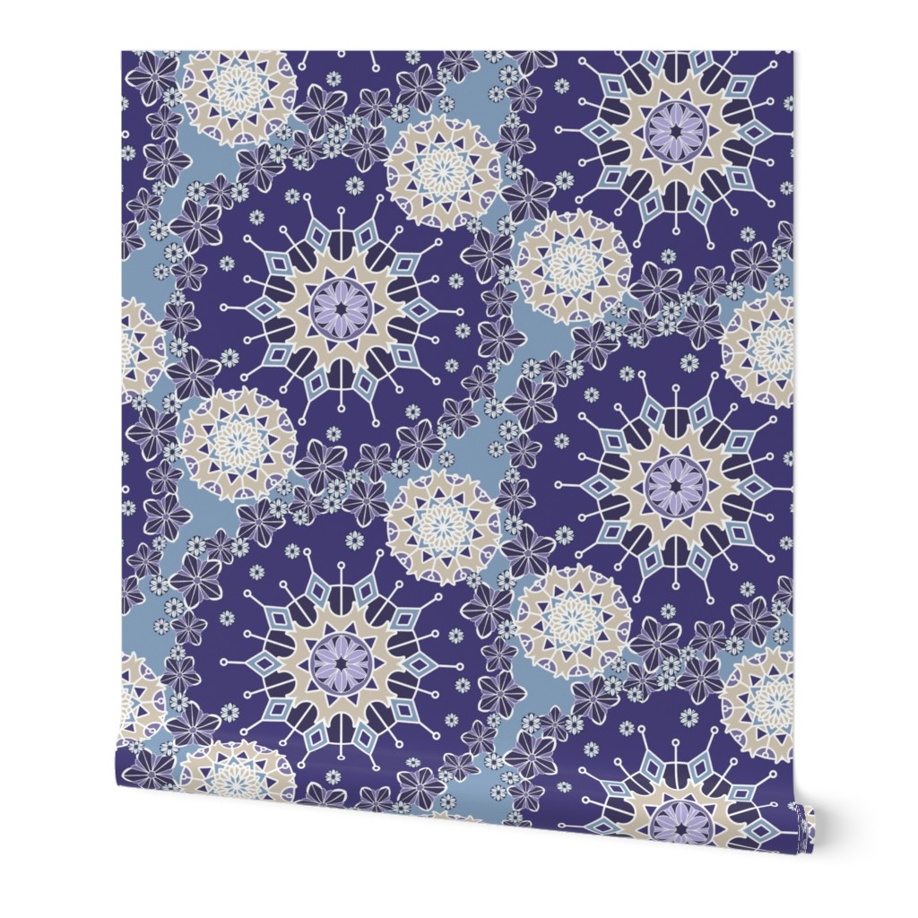 Large Mandala Floral in Violet and Purple by Amborela