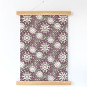 Large Mandala Floral in Olive Green and Rose Pink