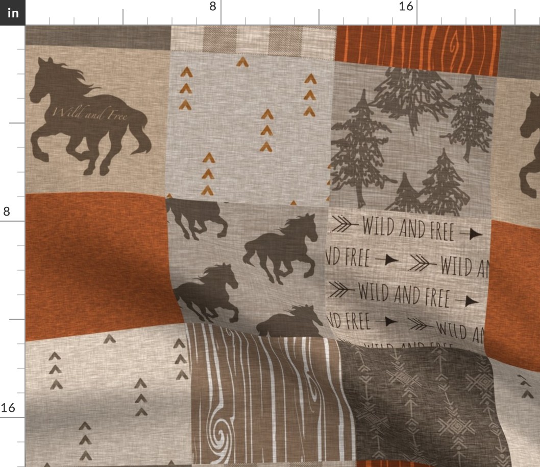 Wild Horses Patchwork - Rust, tan and brown