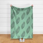 mint green and black feather leaf-ch