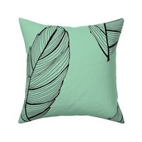 mint green and black feather leaf-ch