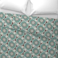 Large Mandala Floral in Mint and Chocolate 