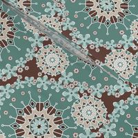 Large Mandala Floral in Mint and Chocolate 