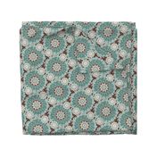 Large Mandala Floral in Mint and Chocolate 