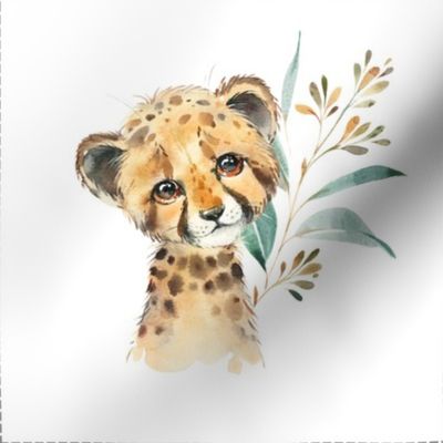 8" Animal Kingdom animal blocks (giraffe, elephant, rhino, lion cub, monkey, hippo, ostrich, zebra, meerkats, tiger, sloth, cheetah) with dotted cutting lines, DIY quilt blocks