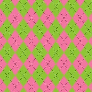 Pink and Green Argyle Black Small Version