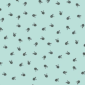 Polkadot Blossoms mint and black