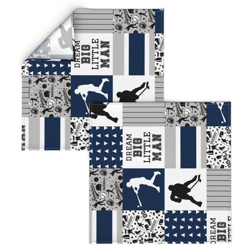 Hockey/Baseball - Wholecloth Cheater Quilt - Rotated