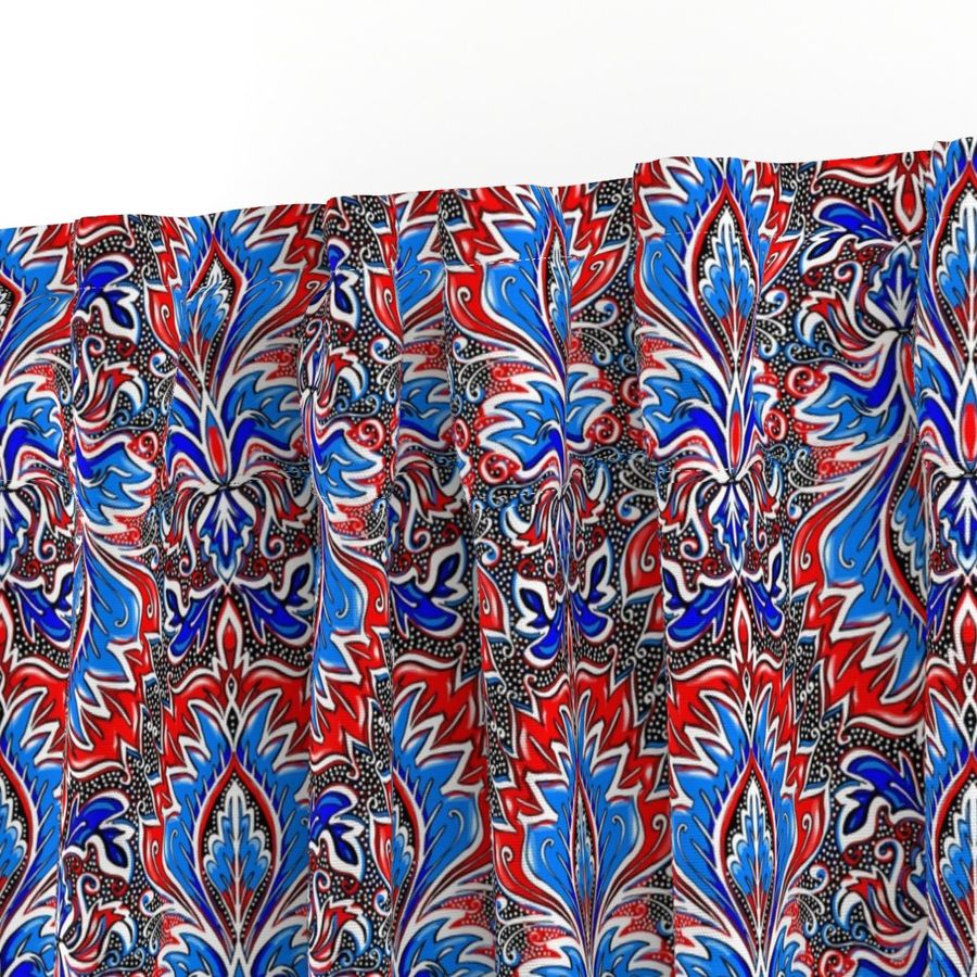 red white and blue damask