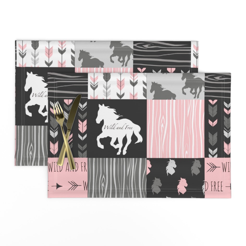 Horse Patchwork - Pink and And Black -Wild and Free Horses