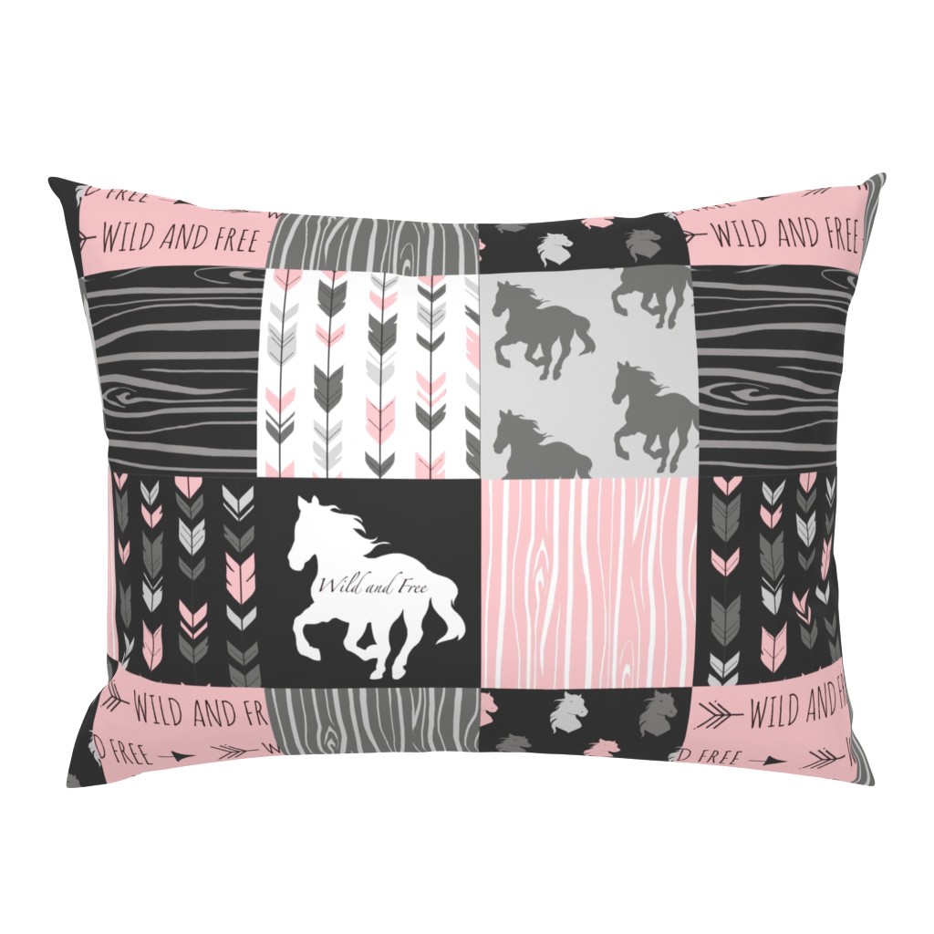 Horse Patchwork - Pink and And Black -Wild and Free Horses