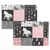 Horse Patchwork - Pink and And Black -Wild and Free Horses