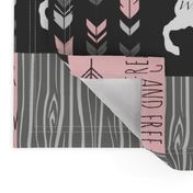 Horse Patchwork - Pink and And Black -Wild and Free Horses