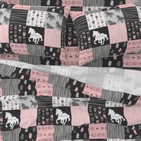 Horse Patchwork - Pink and And Black -Wild and Free Horses