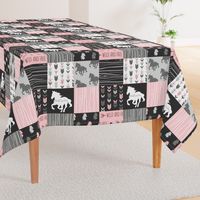 Horse Patchwork - Pink and And Black -Wild and Free Horses