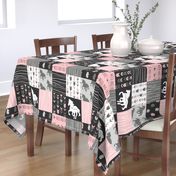 Horse Patchwork - Pink and And Black -Wild and Free Horses