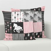 Horse Patchwork - Pink and And Black -Wild and Free Horses