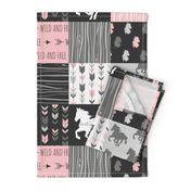 Horse Patchwork - Pink and And Black -Wild and Free Horses