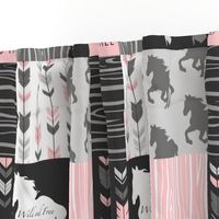 Horse Patchwork - Pink and And Black -Wild and Free Horses