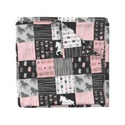 Horse Patchwork - Pink and And Black -Wild and Free Horses