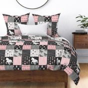 Horse Patchwork - Pink and And Black -Wild and Free Horses