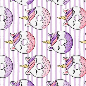 unicorn donuts (purple and pink) on stripes (90)