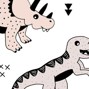 Cool Scandinavian kids dino friends dinosaur pattern gender neutral XXL Jumbo