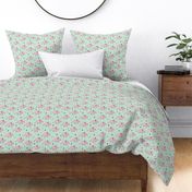 Cool girls dinosaurs pink triceratops on mint summer print
