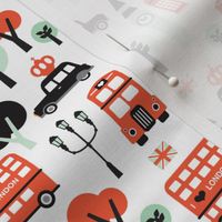 London city black cab big ben and UK union jack travel icons  illustration pattern SMALL