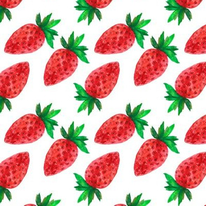 Strawberry seamless pattern watercolor on white