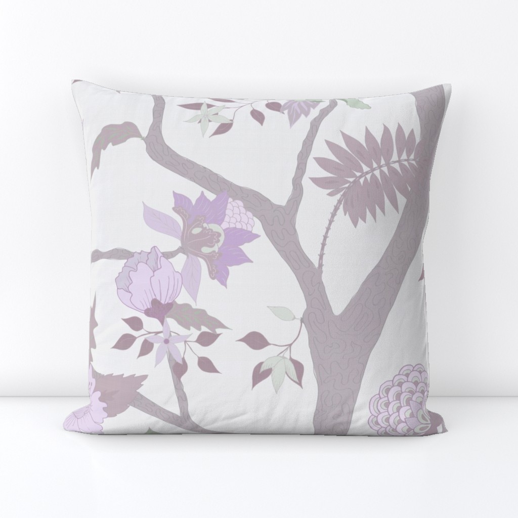 Peony Branch Mural- lavender and green