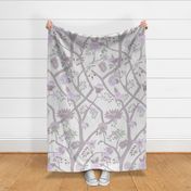 Peony Branch Mural- lavender and green